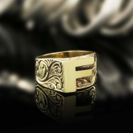 Sterling Silver Monogram E Bold Alphabet Women Ring