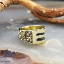 Sterling Silver Monogram E Bold Alphabet Women Ring