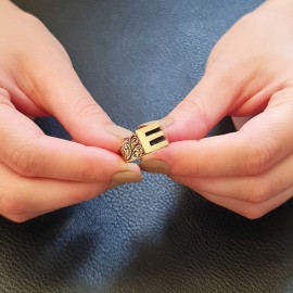 Sterling Silver Monogram E Bold Alphabet Women Ring