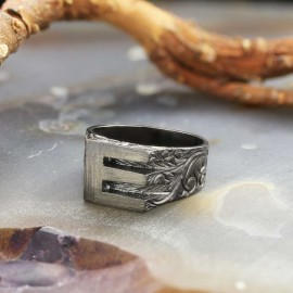 Sterling Silver Monogram E Bold Alphabet Women Ring