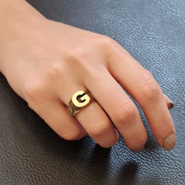 Sterling Silver Monogram G Bold Alphabet Women Ring