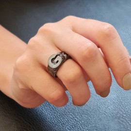 Sterling Silver Monogram G Bold Alphabet Women Ring