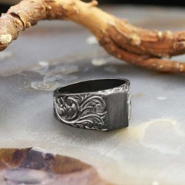 Sterling Silver Monogram I Bold Alphabet Women Ring