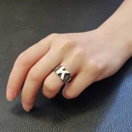 Sterling Silver Monogram K Bold Alphabet Women Ring