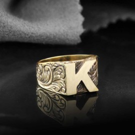 Sterling Silver Monogram K Bold Alphabet Women Ring
