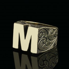 Sterling Silver Monogram Letter M Ring