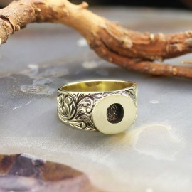 Sterling Silver Monogram O Bold Alphabet Women Ring