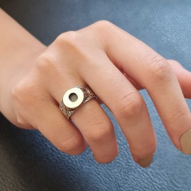 Sterling Silver Monogram O Bold Alphabet Women Ring