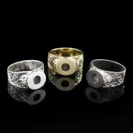Sterling Silver Monogram O Bold Alphabet Women Ring