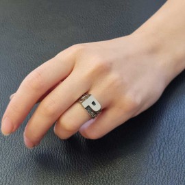 Sterling Silver Monogram P Bold Alphabet Women Ring