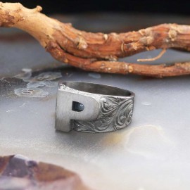 Sterling Silver Monogram P Bold Alphabet Women Ring