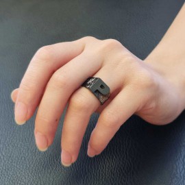 Sterling Silver Monogram P Bold Alphabet Women Ring