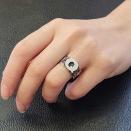 Sterling Silver Monogram Q Bold Alphabet Women Ring