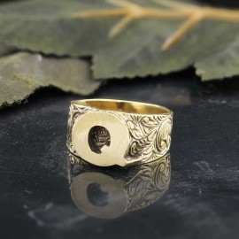 Sterling Silver Monogram Q Bold Alphabet Women Ring