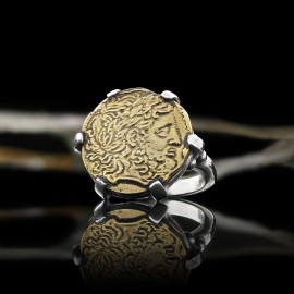 Sterling Silver Special Design Old Greek Coin Women Ring
