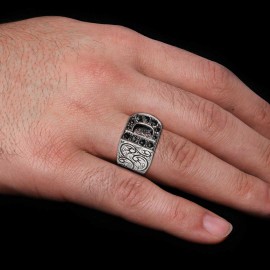 Stone White Monogram D Bold Alphabet Ring