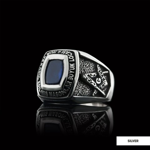 Stone Wiht Silver Masonic Ring, Signet Mason Ring, Mason Jewelry, Custom Mason Ring