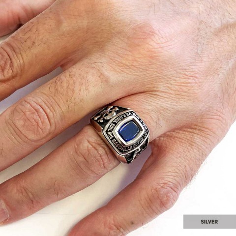 Stone Wiht Silver Masonic Ring, Signet Mason Ring, Mason Jewelry, Custom Mason Ring