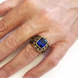 Stone With Silver Buddha Ring