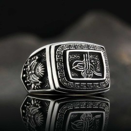 Stoneless Ottoman Tughra 925 Sterling Silver Ring Men