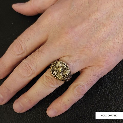 Taurus Of Saint Luke Apostle Evangelist Wings Signet Ring, 925 Sterling Silver Evangelist Winged Bull Symbol Ring, Christian Ring