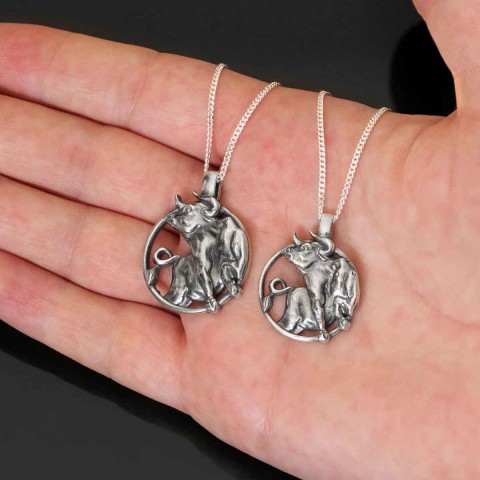 Taurus Pendant, Sterling Silver Taurus Necklace, Handmade Taurus Jewelry, Horoscope Taurus Necklace