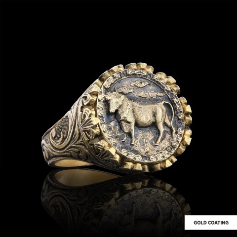 Taurus Sign Ring, 925 Sterling Silver Taurus Sign Ring