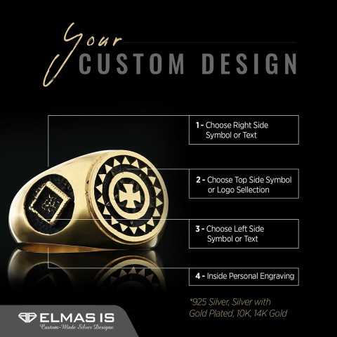 Templar Cross Masonic Ring, Master Mason Rings, Free Mason Ring