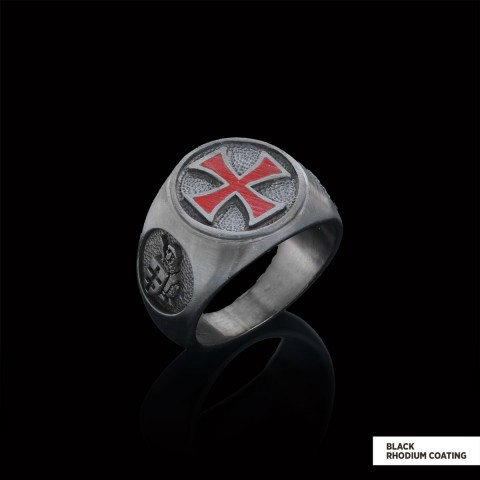 Templar Cross Masonic Ring, Round Signet Mason Ring