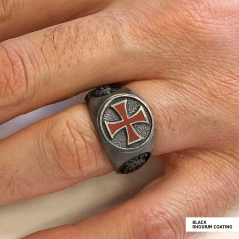 Templar Cross Masonic Ring, Round Signet Mason Ring