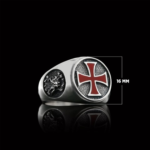 Templar Cross Masonic Ring, Round Signet Mason Ring