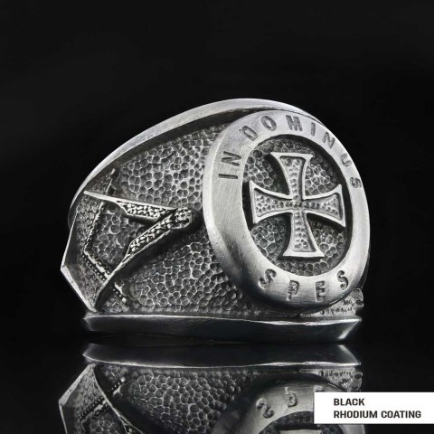 Templar Cross Silver Masonic Ring, Unique Embellished Design for Master Masons