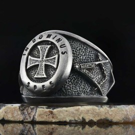 Templar Cross Silver Masonic Ring, Unique Embellished Design for Master Masons