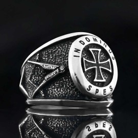 Templar Cross Silver Masonic Ring, Unique Embellished Design for Master Masons