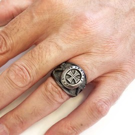 Templar Cross Silver Masonic Ring, Unique Embellished Design for Master Masons