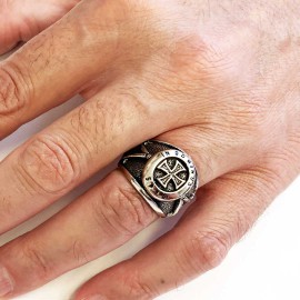 Templar Cross Silver Masonic Ring, Unique Embellished Design for Master Masons