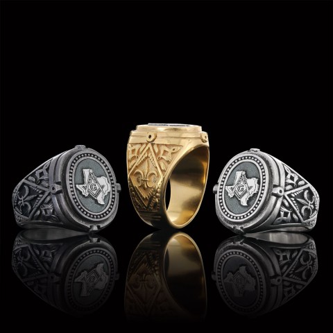 Texas Masonic Ring, Freemasonic Ring, Master Mason Ring, Elegant Masonic Ring