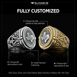 Texas Masonic Ring, Freemasonic Ring, Master Mason Ring, Elegant Masonic Ring