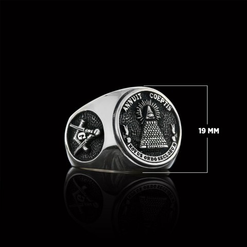 The Eye Masonic Round Ring, Signet Mason Ring, Mason Jewelry