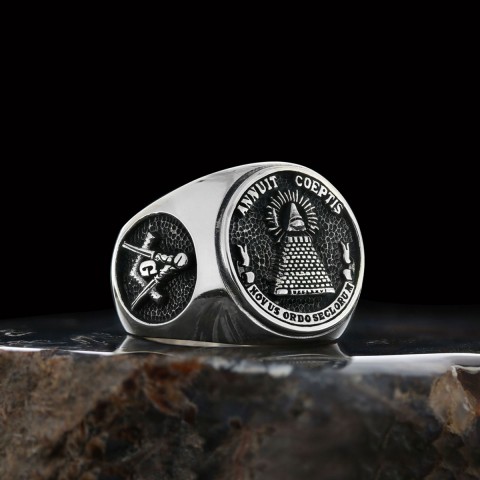 The Eye Masonic Round Ring, Signet Mason Ring, Mason Jewelry