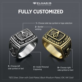 Custom Mason Compass Ring, Master Mason Ring, Elegant Masonic Ring