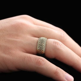 Thick Knitted Pattern 925 Silver Wedding Ring