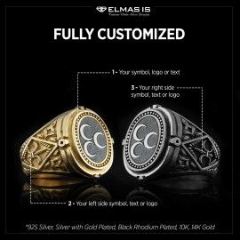 Three Crescent Islamic Ring