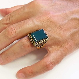 Tiger Eye Stone Silver Men Ring