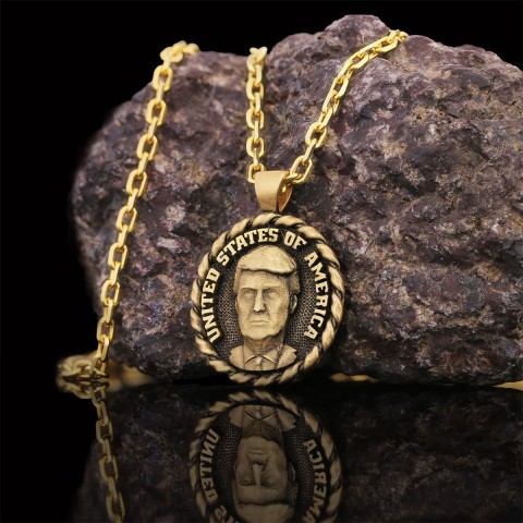 Donald J. Trump Necklace, Make America Great Again Necklace, Patriotic Jewelry, Trump Face Pendant, Supporter Locket Jewelrys