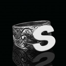 Custom Design Silver Celtic S Monogram Ring