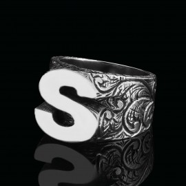 Custom Design Silver Celtic S Monogram Ring