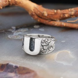 U Bold 925 Sterling Silver Monogram Women Ring