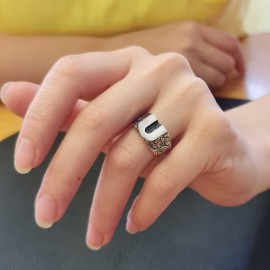 U Bold 925 Sterling Silver Monogram Women Ring