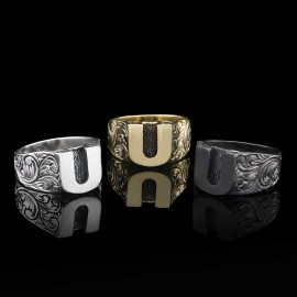 U Bold 925 Sterling Silver Monogram Women Ring